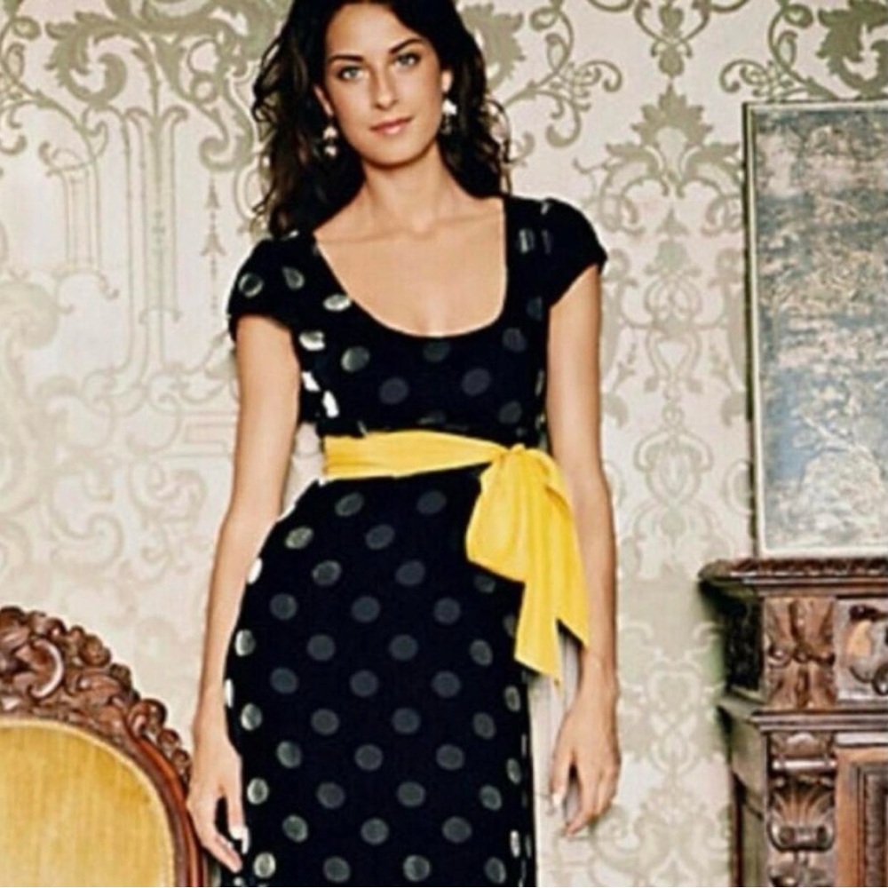 Black Dress with Yellow Sash